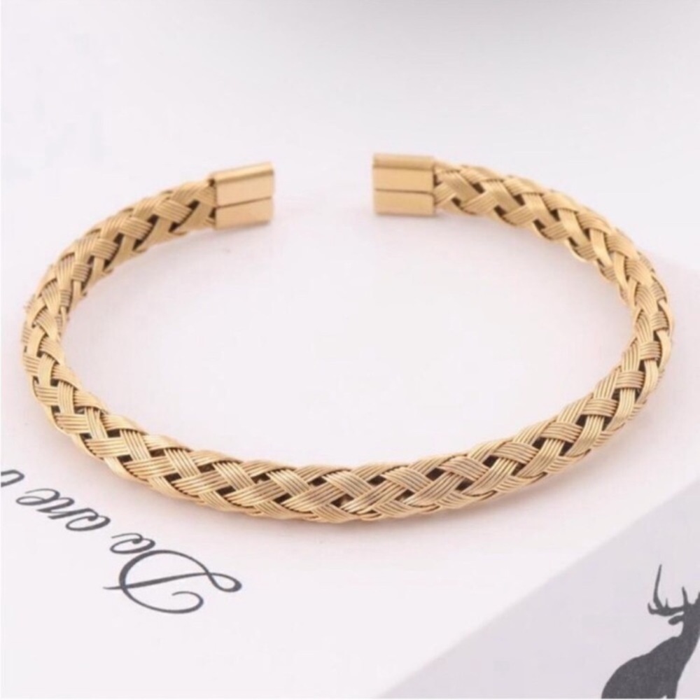 Julieta Gold Braided Bracelet Gold Cuff Bangle